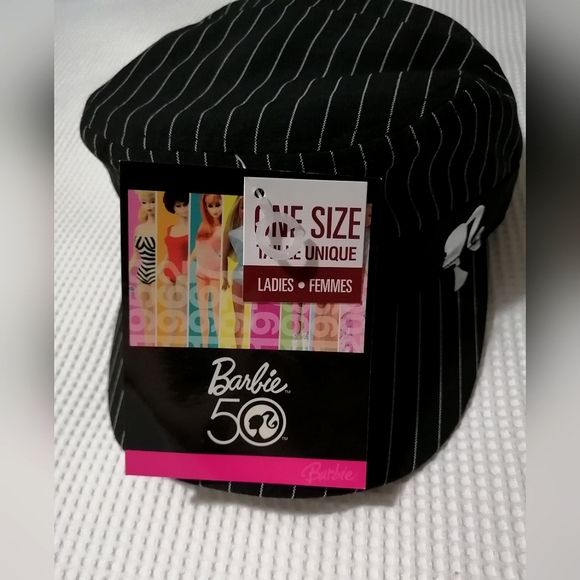 Barbie 50 Black & White Pin Striped Ladies Hat Cap NWT / One Size - Picture 2 of 5